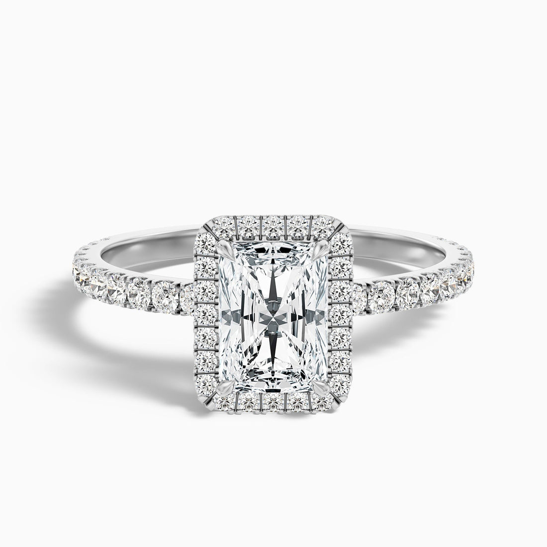PureVera Radiant Cut Halo Pave Set Lab Grown Diamond Ring