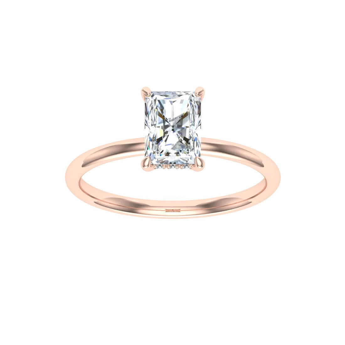 Realm Radiant Cut Hidden Halo Moissanite Engagement Ring Rose Gold