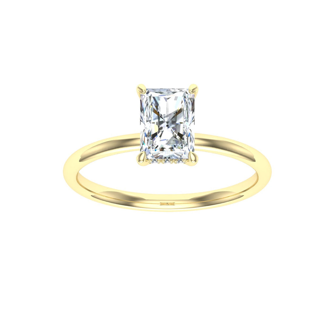 Realm Radiant Cut Hidden Halo Moissanite Engagement Ring Yellow Gold