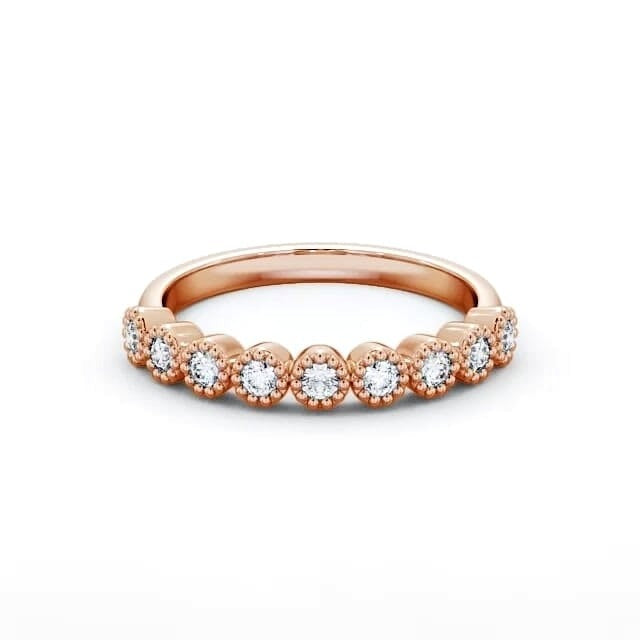 Ruby Half Eternity Round Lab Diamond Bezel with Milgrain Ring