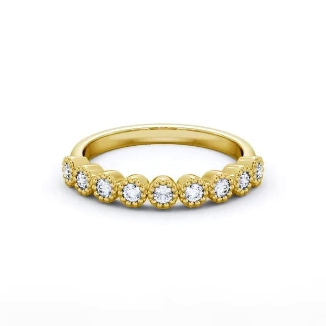 Ruby Half Eternity Round Lab Diamond Bezel with Milgrain Ring