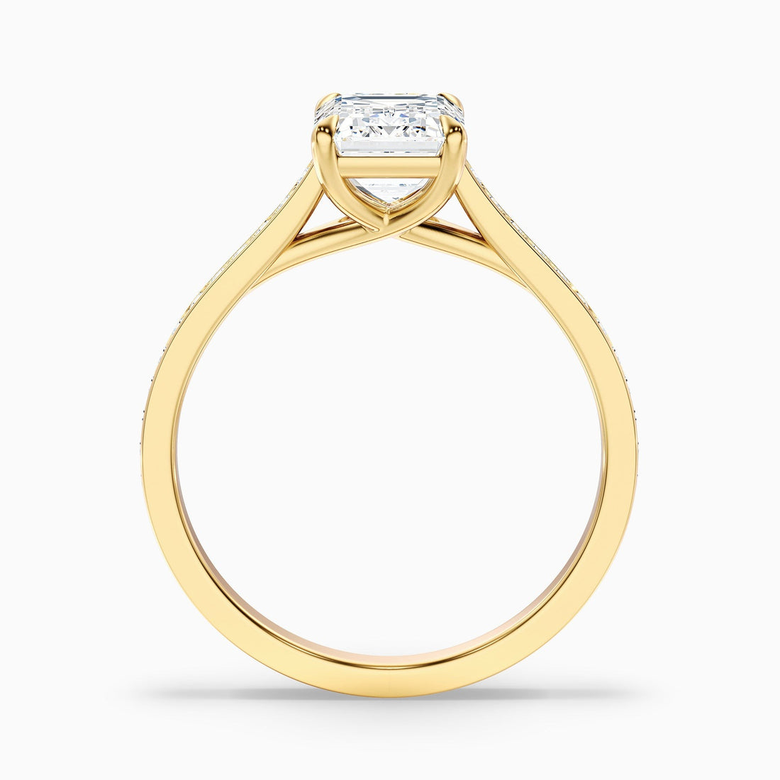Shard 1 Carat Emerald Cut Side Stone Pave Lab Grown Engagement Ring in 10k Yellow Gold