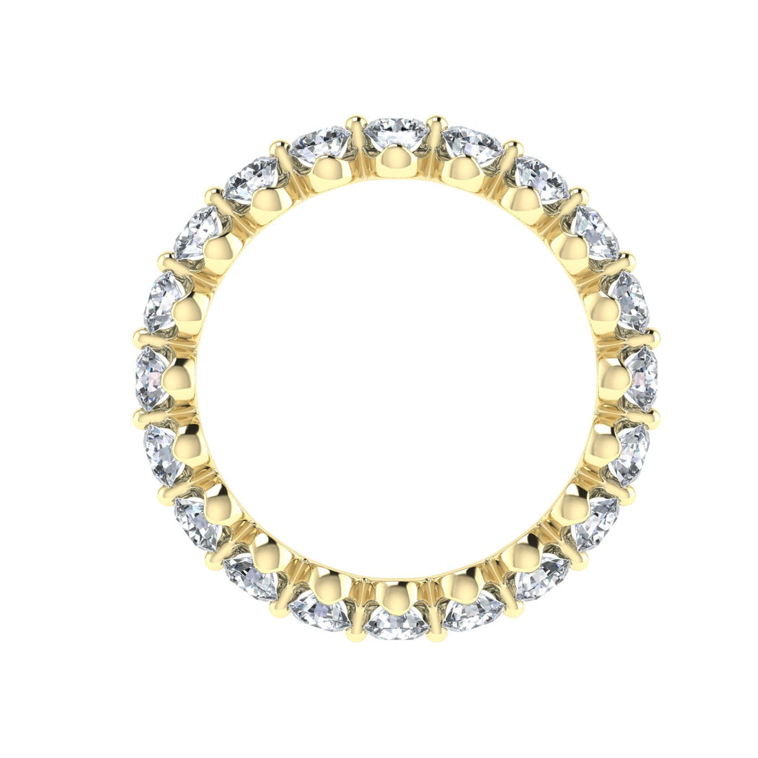 Single Prong Eternity Moissanite Wedding Band Yellow Gold