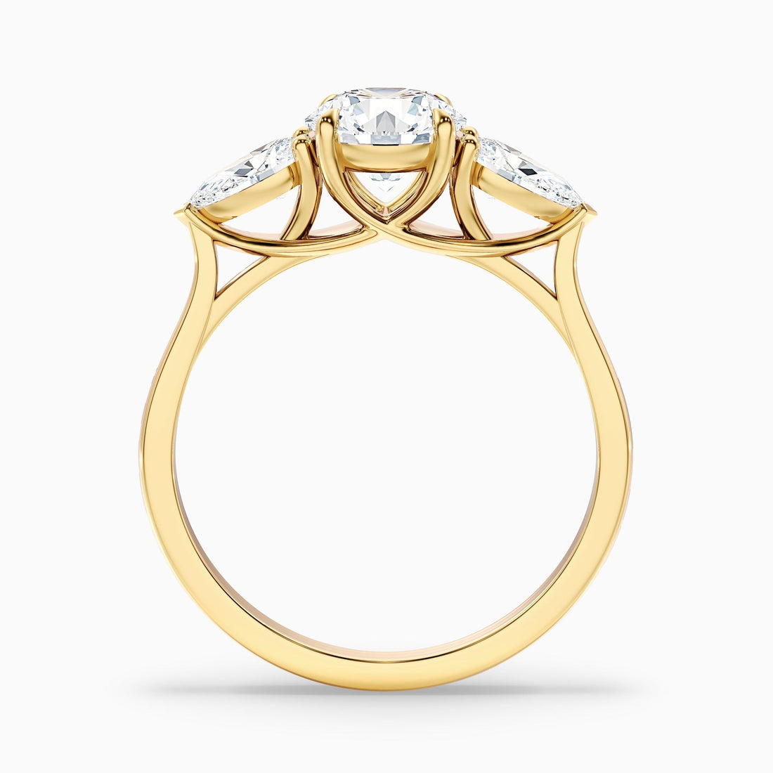 Starlit Round 3 Stone Moissanite Ring With Pear Side Stone