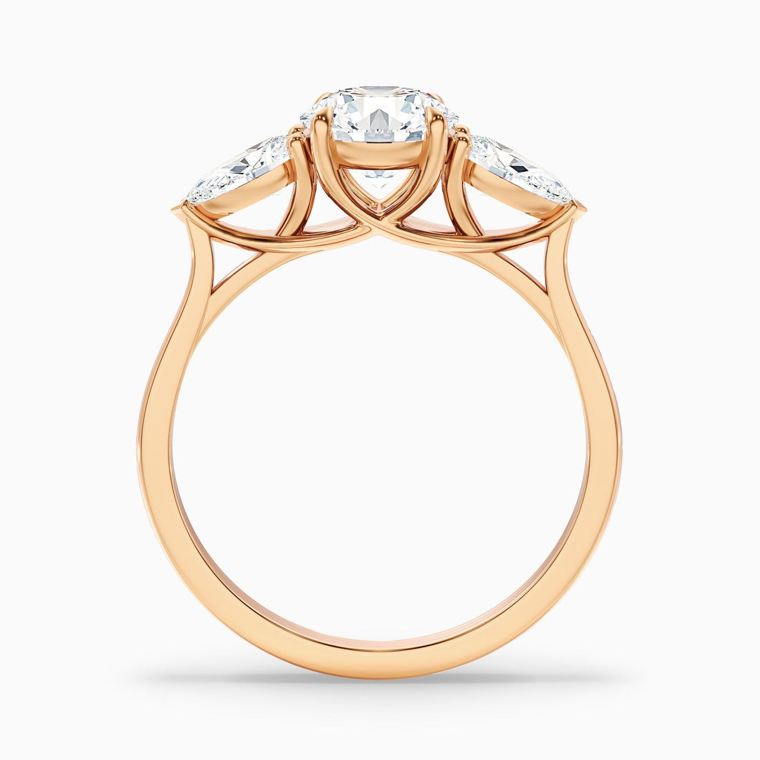 Starlit Round 3 Stone Moissanite Ring With Pear Side Stone