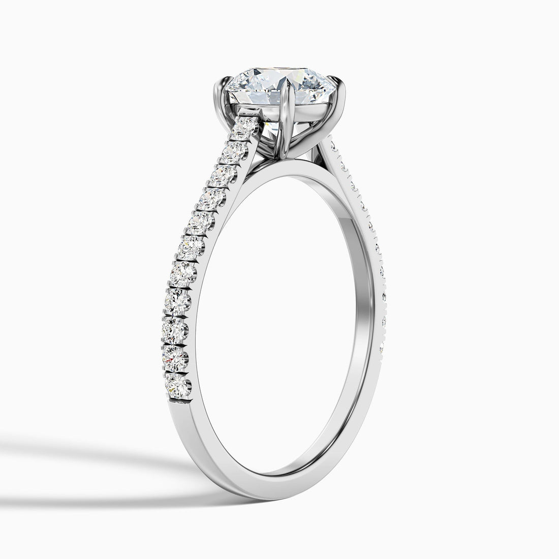 Truefire Round Side Stone Pave Lab Grown Engagement Ring