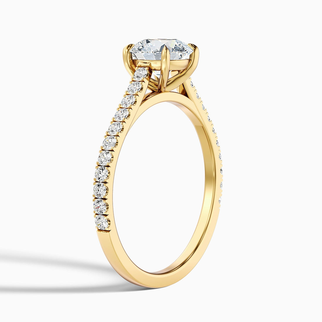 Truefire Round Side Stone Pave Lab Grown Engagement Ring