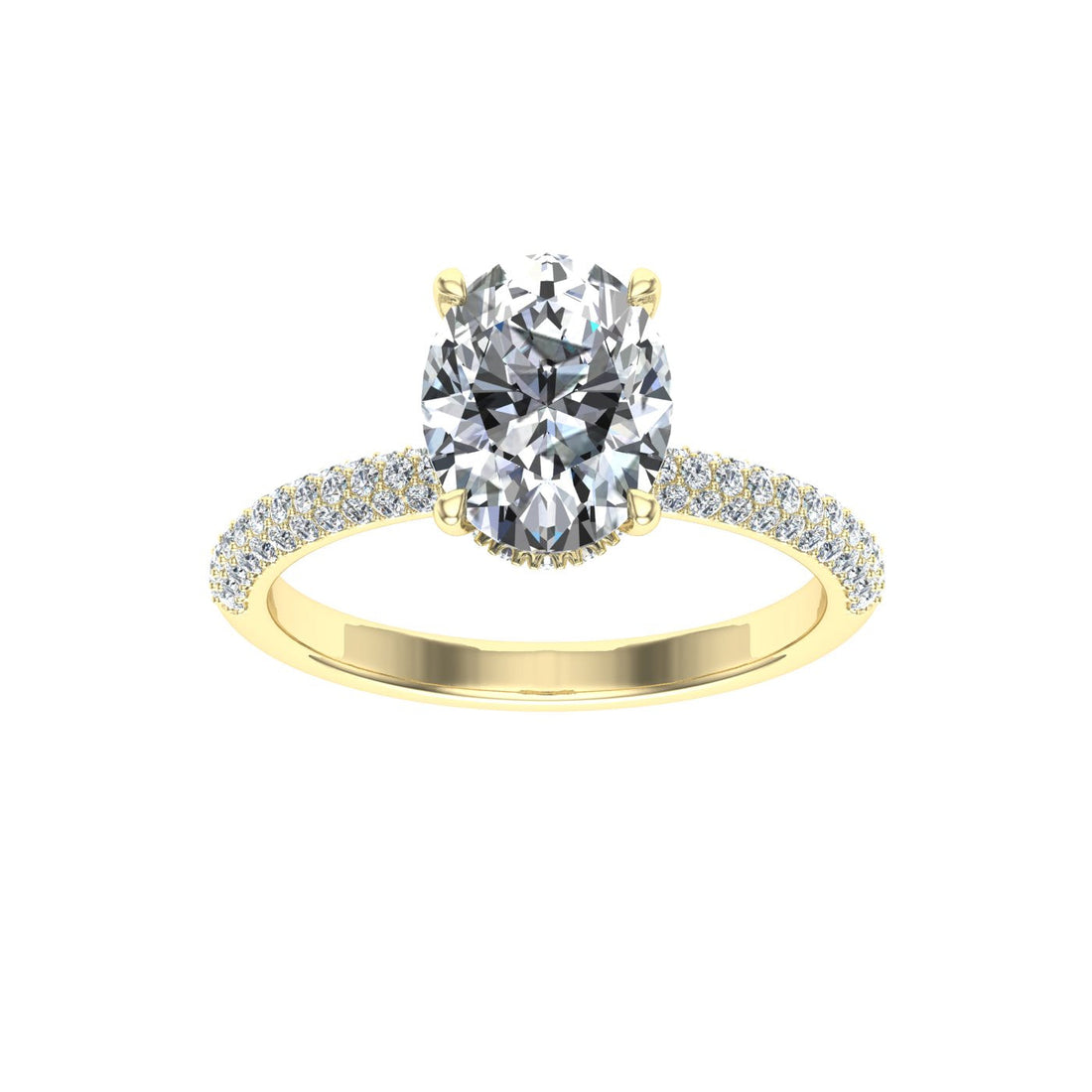 Union Round Cut Micro Pavé Moissanite Engagement Ring Yellow Gold