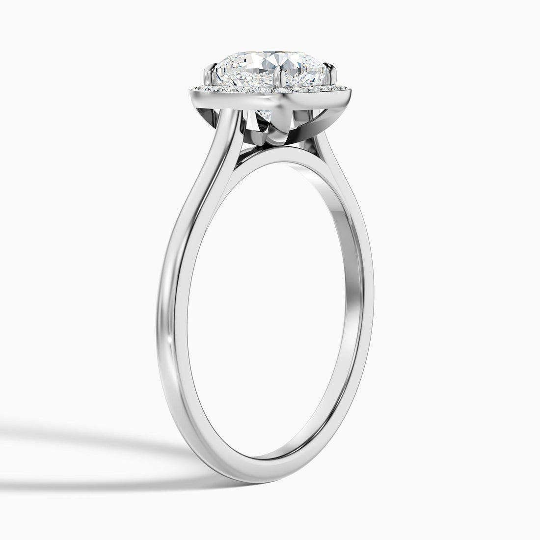 Veloura 1 Carat Cushion Cut Halo Lab Grown Diamond Ring in 10k White Gold