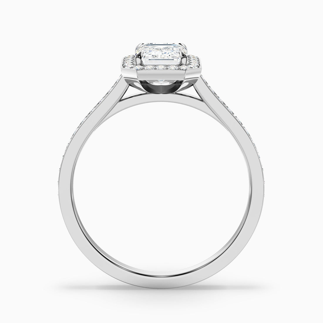 Velvet 1 Carat Emerald Cut Halo Pave Lab Grown Diamond Ring