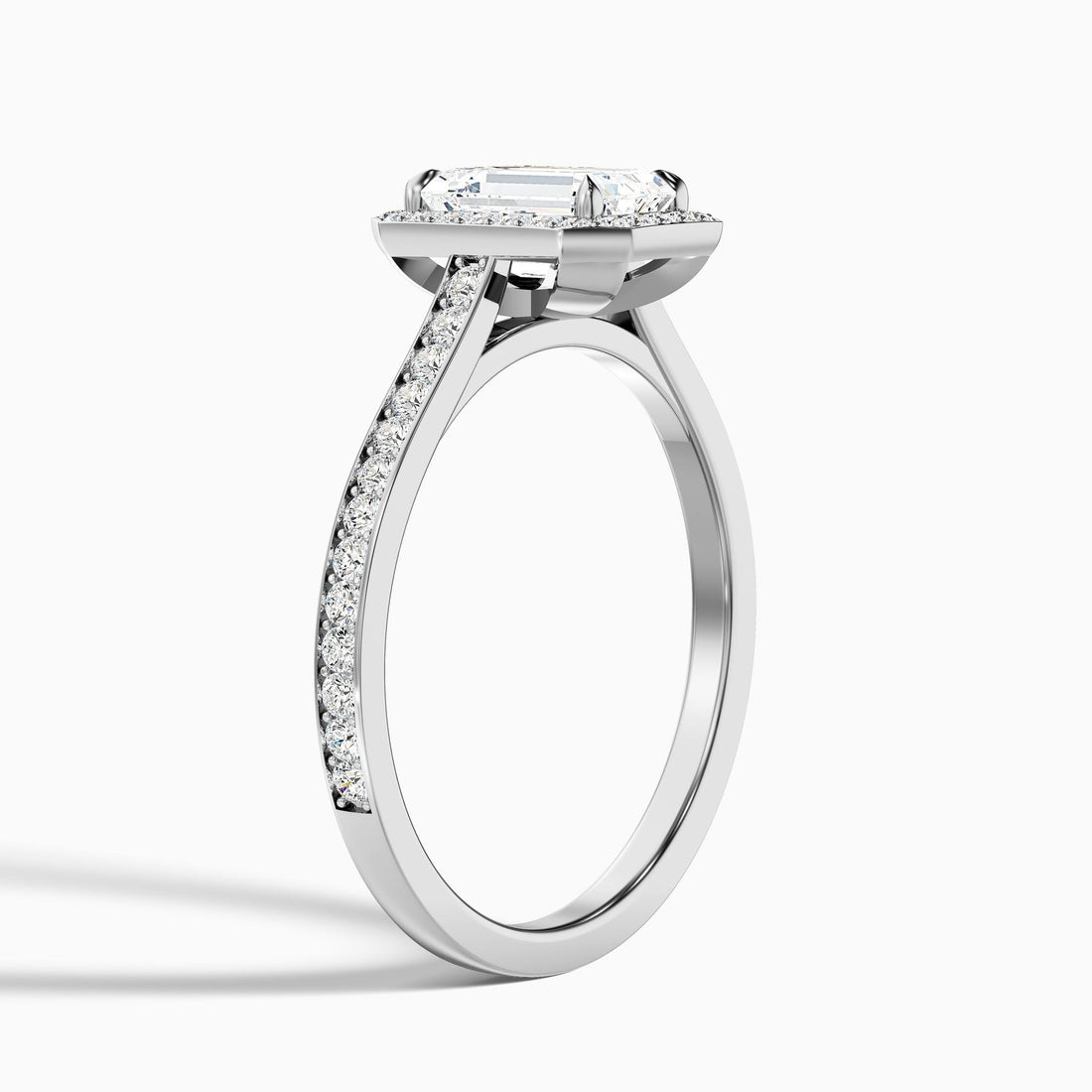 Velvet 1 Carat Emerald Cut Halo Pave Lab Grown Diamond Ring