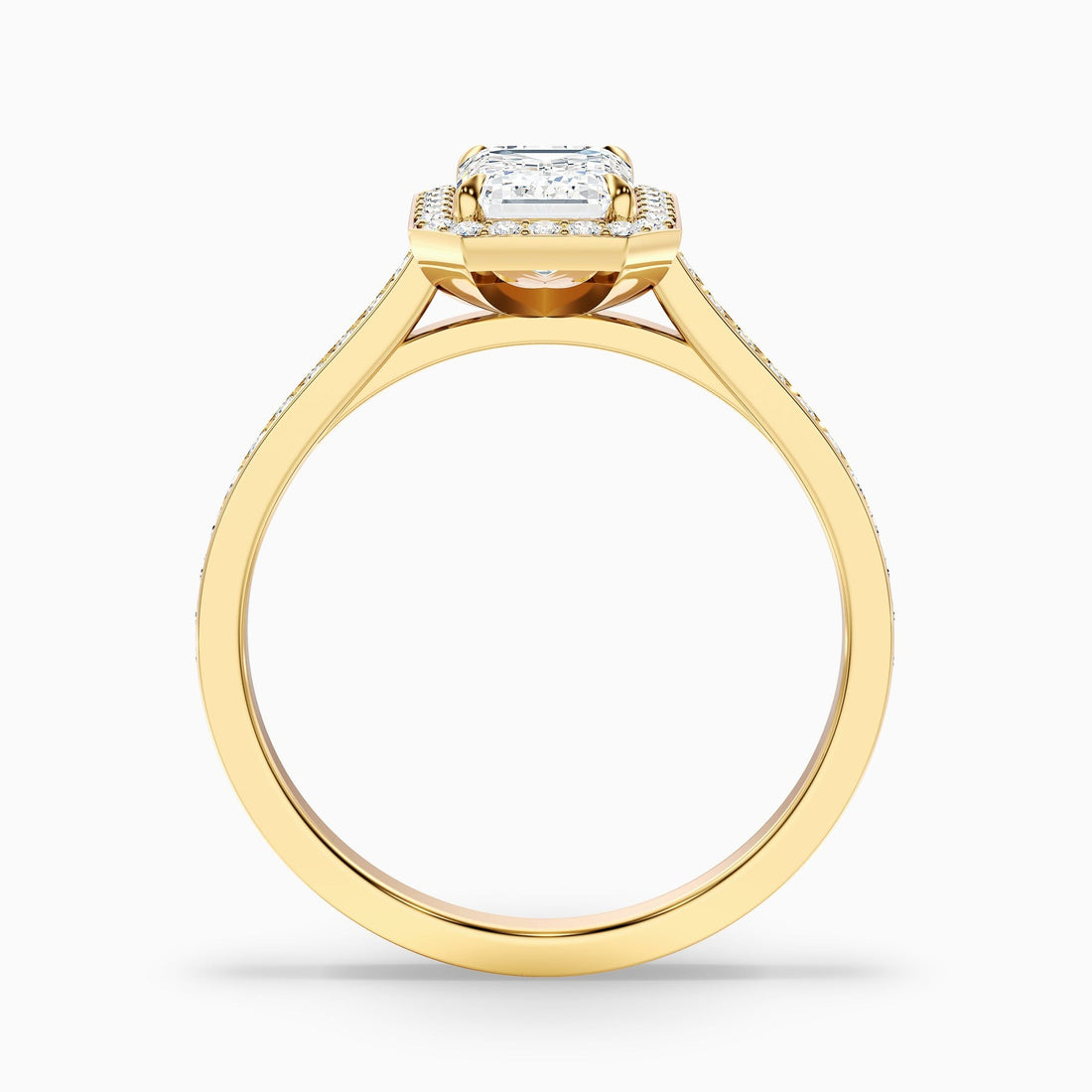 Velvet 1 Carat Emerald Cut Halo Pave Lab Grown Diamond Ring