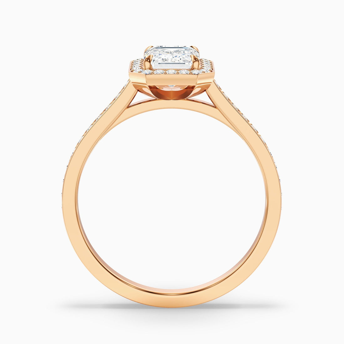 Velvet 1 Carat Emerald Cut Halo Pave Lab Grown Diamond Ring
