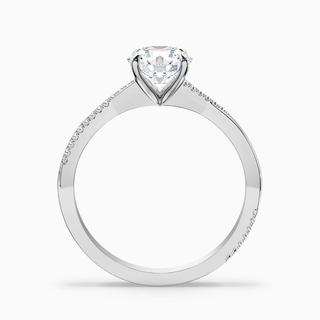 Vertex 1 Carat Round Cut Side Stone Twisted Pave Lab Grown Engagement Ring in 10k White Gold