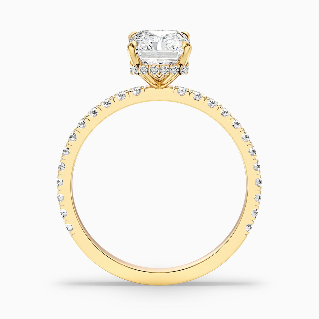 Vividara Radiant Cut Hidden Halo Pave Engagement Ring