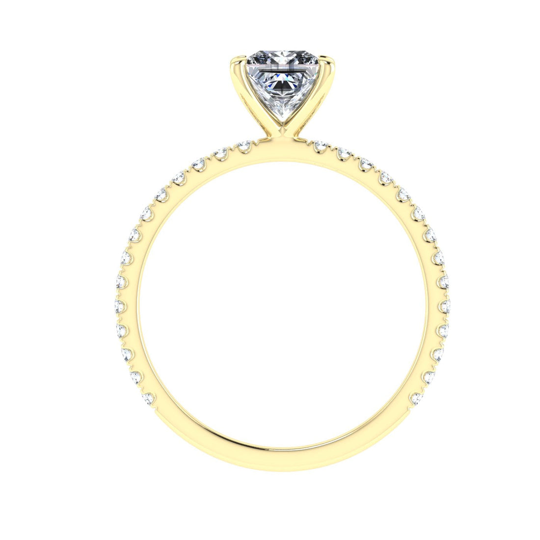 Windfall Princess Cut Solitaire Moissanite Engagement Ring Yellow Gold