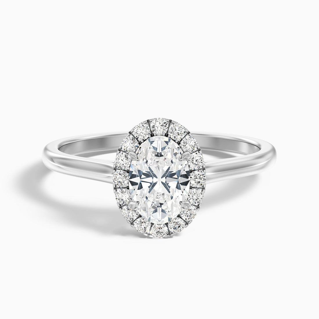 Zirca 1 Carat Oval Halo Lab Grown Engagement Ring in 10k White Gold