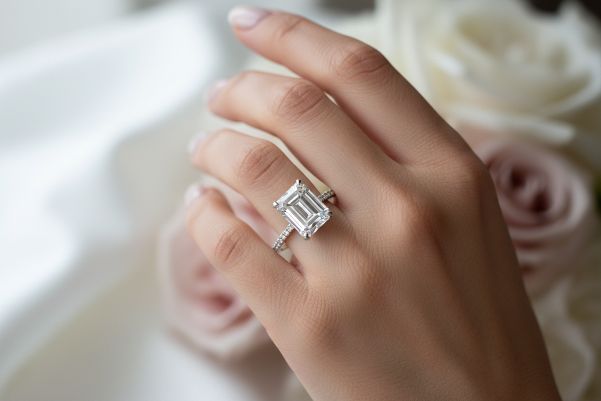 Emerald Moissanite Engagement Rings