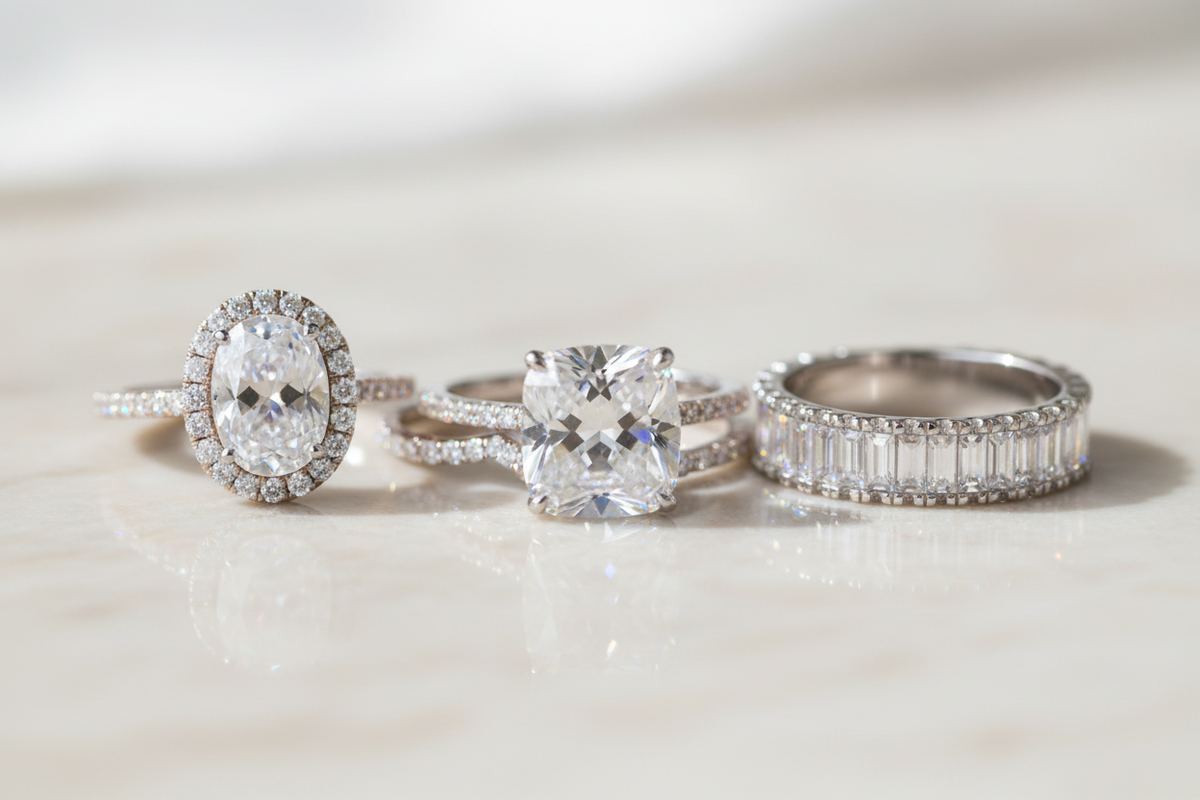 Moissanite Anniversary Rings