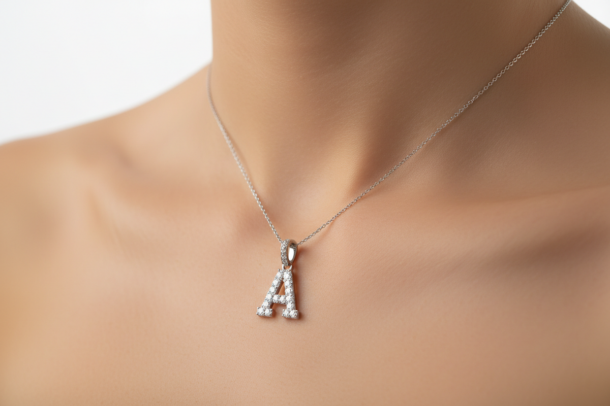 Moissanite Initial/Alphabets Pendant Necklace