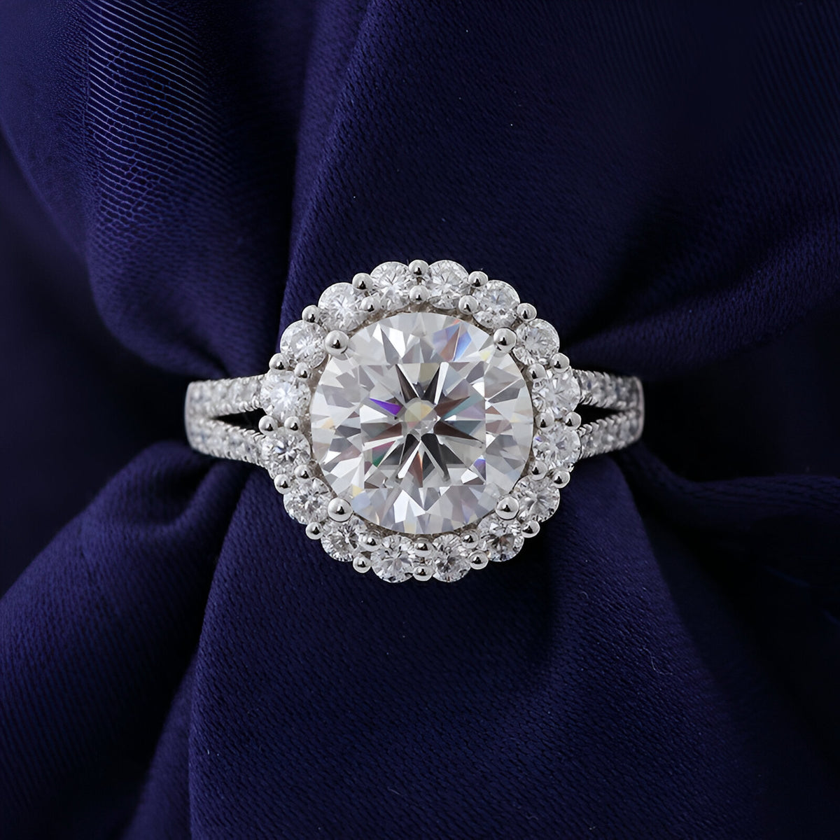 Halo Moissanite Engagement Ring