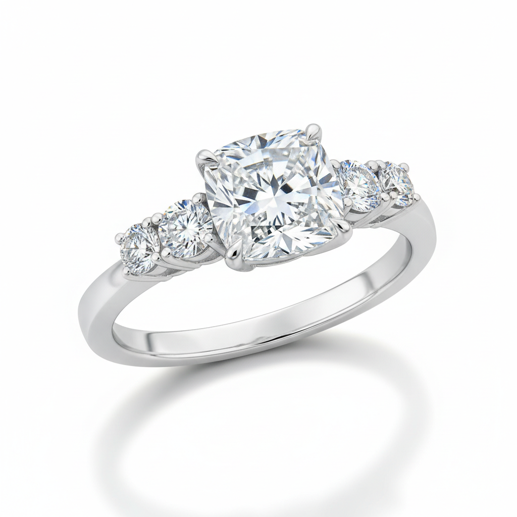 Three Stone Lab Grown Engagement Ring