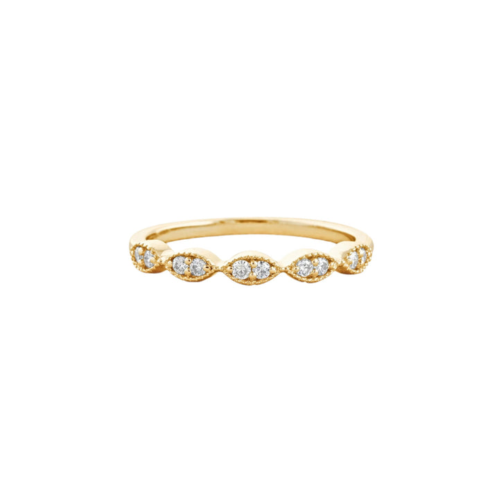 0.14 CT Round Shaped Moissanite Wedding Band Yellow Gold