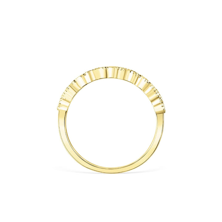 0.16 CT Round Moissanite Milgrain Wedding Band Yellow Gold