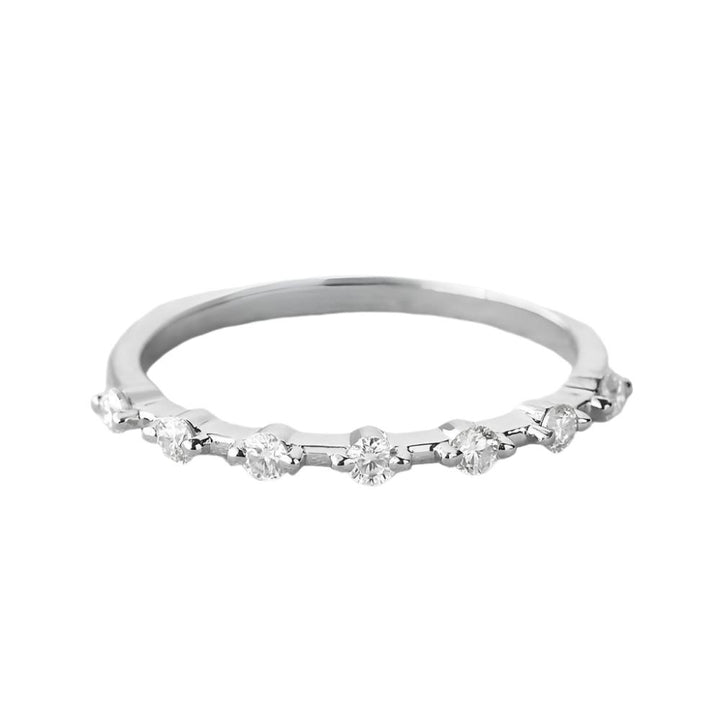 0.2 CT Round Moissanite Dainty Wedding Band White Gold