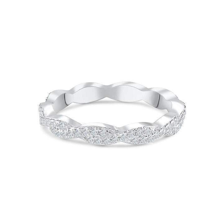 0.34 CT Round Moissanite Twisted Wedding Band White Gold