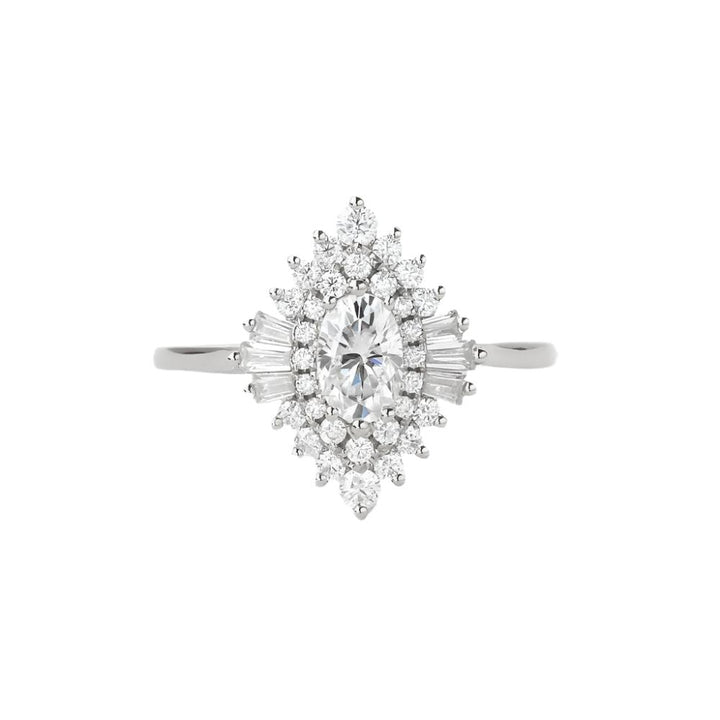 0.43 CT Oval Moissanite  Ballerina Engagement Ring  White Gold 2