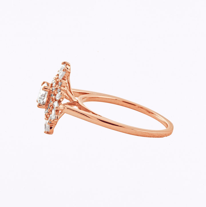 0.5 CT Round Cut Double Halo Moissanite Engagement Ring Rose Gold