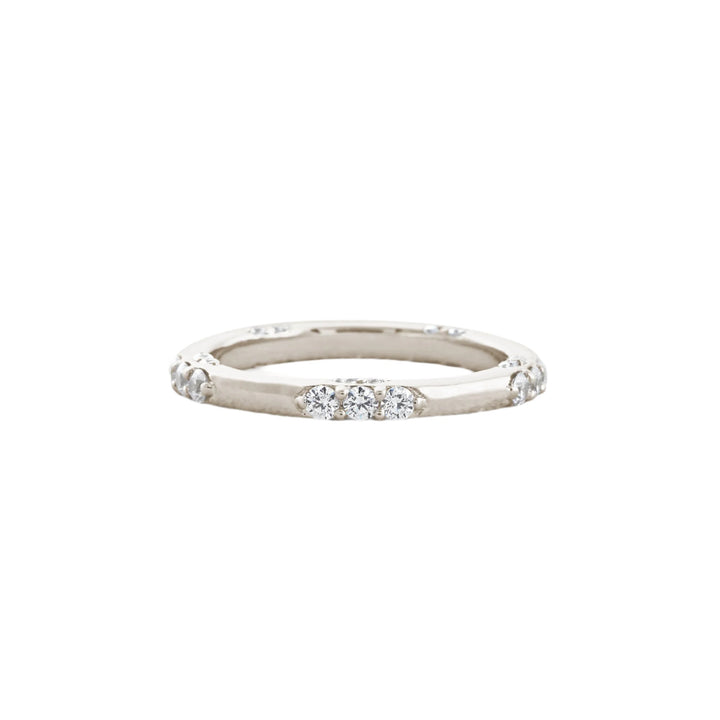 0.6 CT Round Shaped Moissanite Wedding Band White Gold