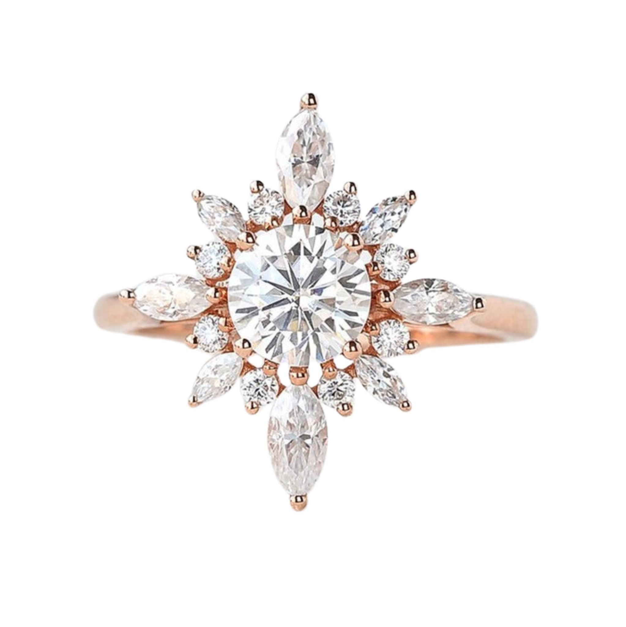 0.7_CT_Round_Moissanite_Cluster_Halo_Engagement_Ring_Rose_Gold