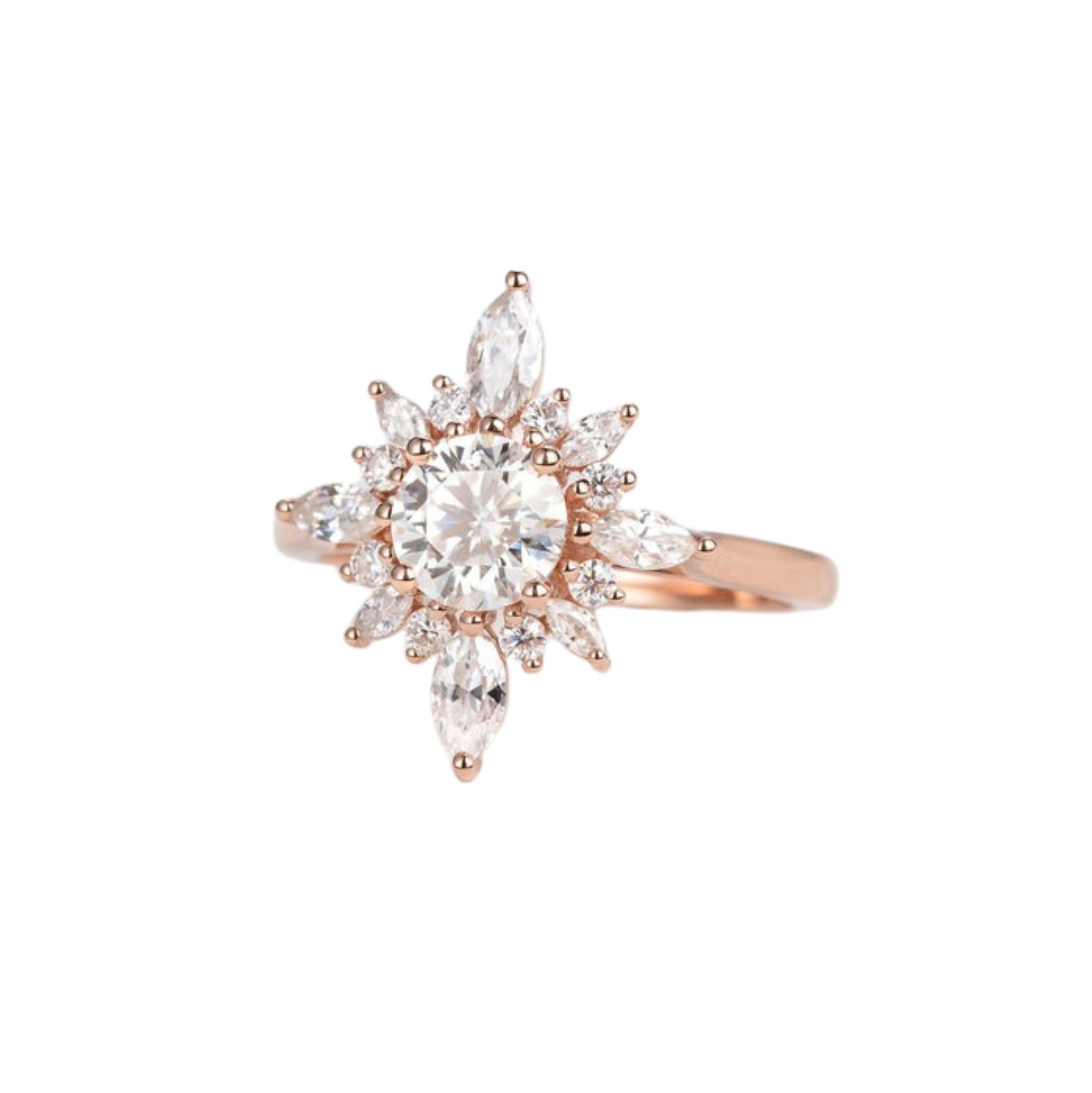 0.7_CT_Round_Moissanite_Cluster_Halo_Engagement_Ring_Rose_Gold_1