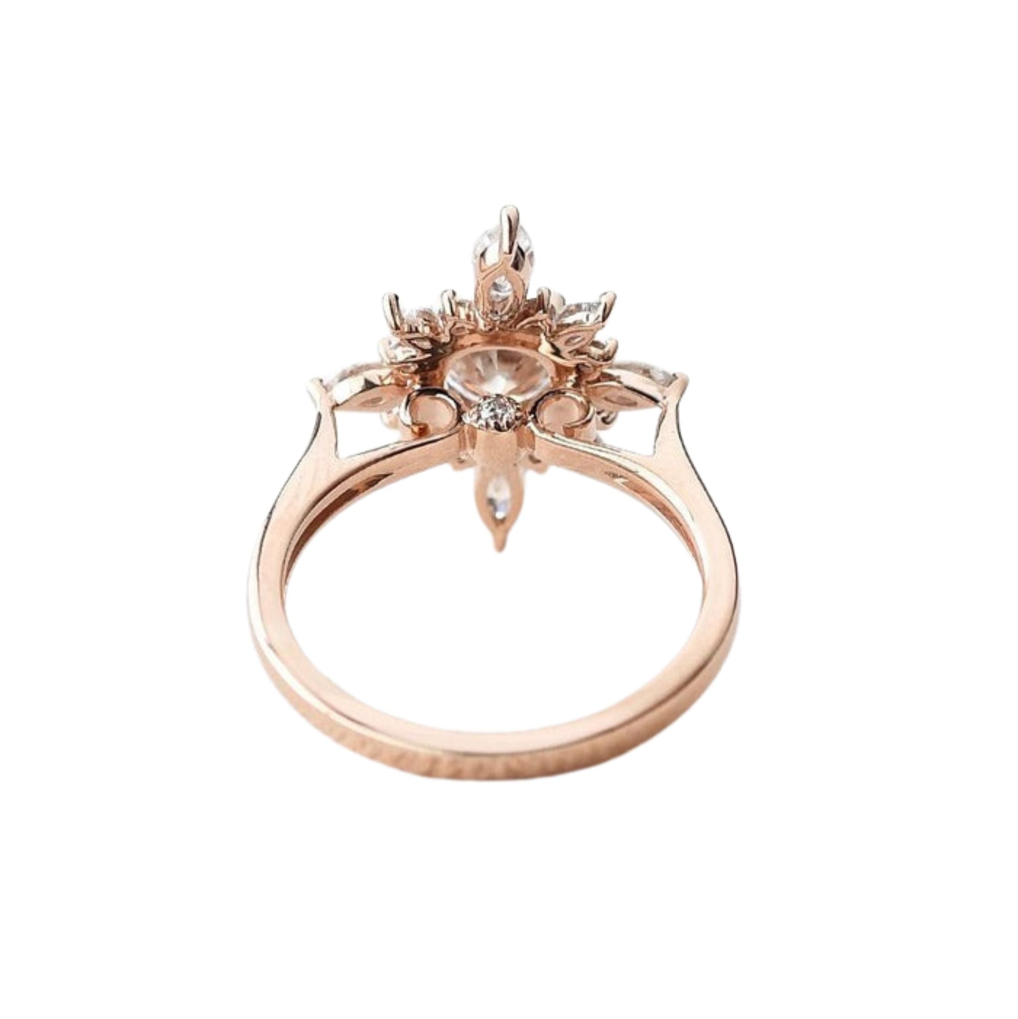 0.7_CT_Round_Moissanite_Cluster_Halo_Engagement_Ring_Rose_Gold_2