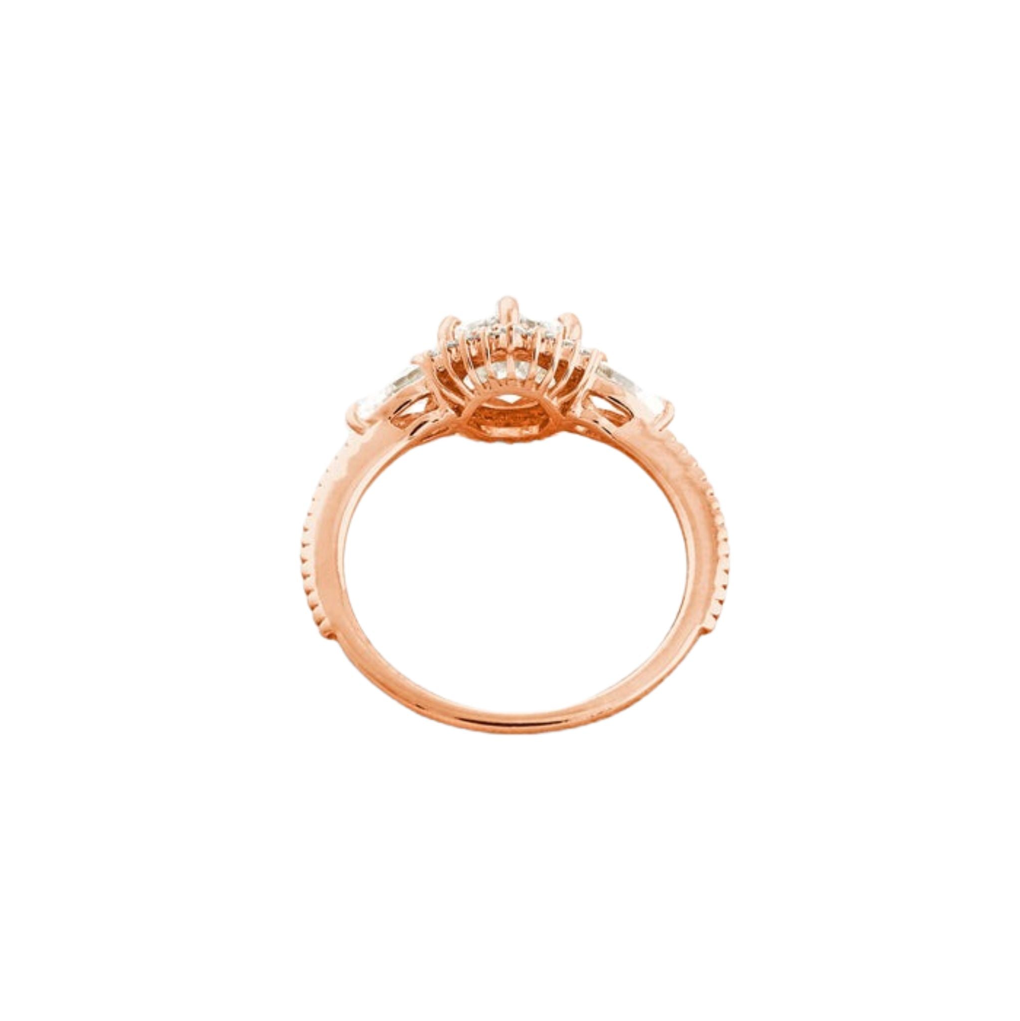 1.1 CT Round Cut Halo Moissanite Engagement Ring Rose Gold  2