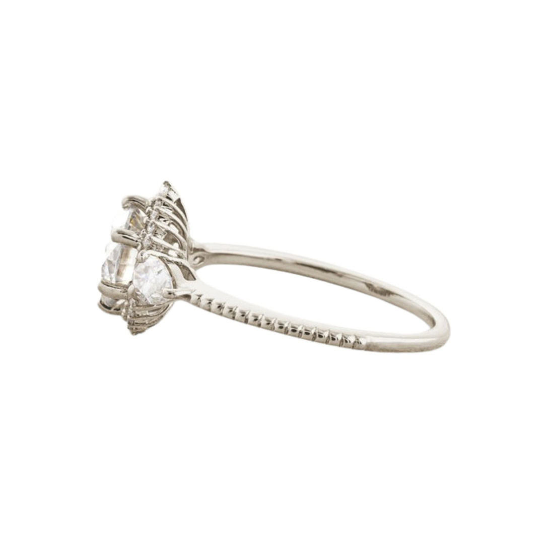 1.1 CT Round Cut Halo Moissanite Engagement Ring White Gold 1
