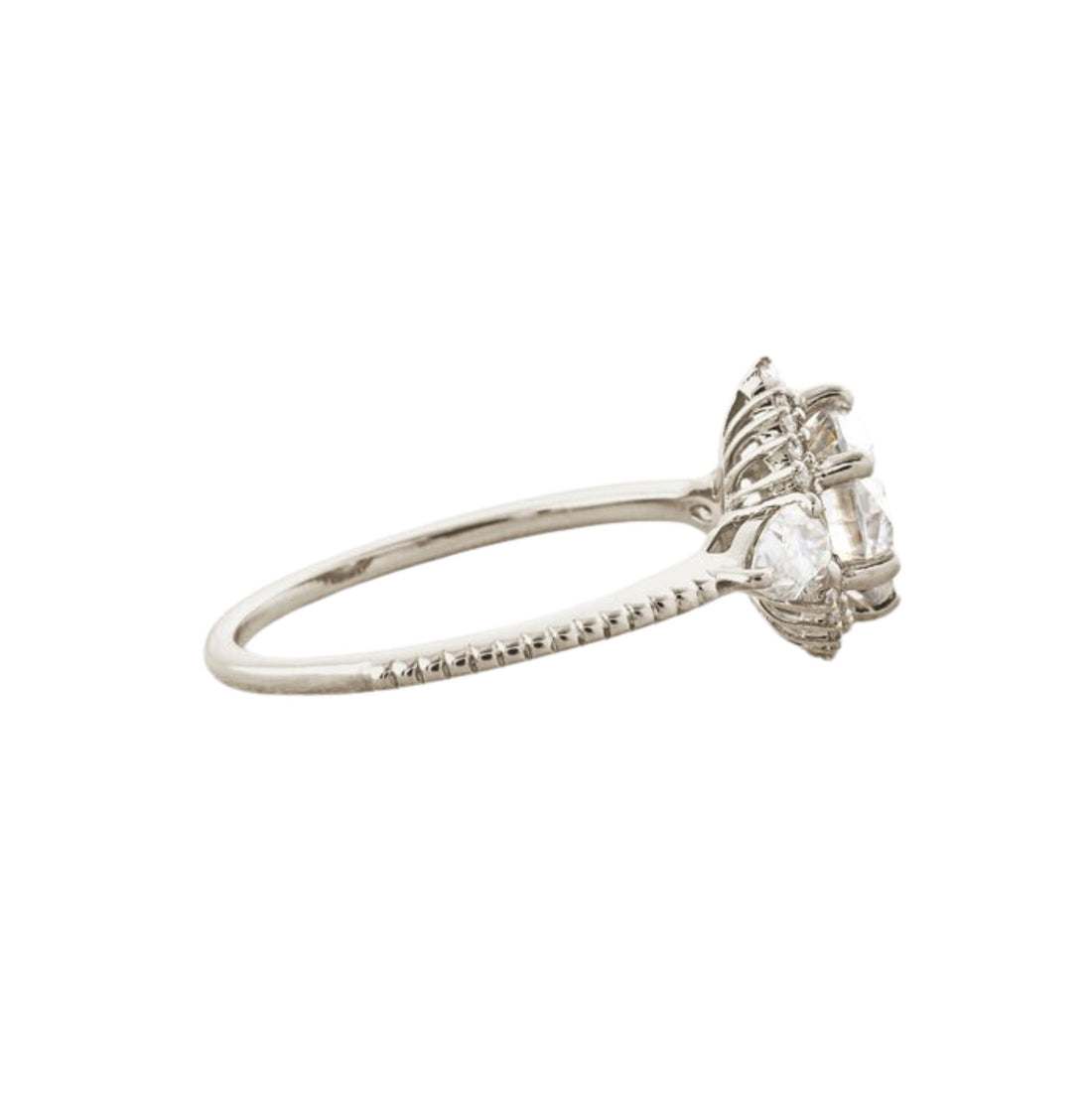 1.1 CT Round Cut Halo Moissanite Engagement Ring White Gold 2