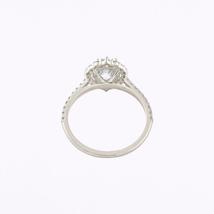 1.25 CT Round Cut Halo & Pave Moissanite Engagement Ring White Gold