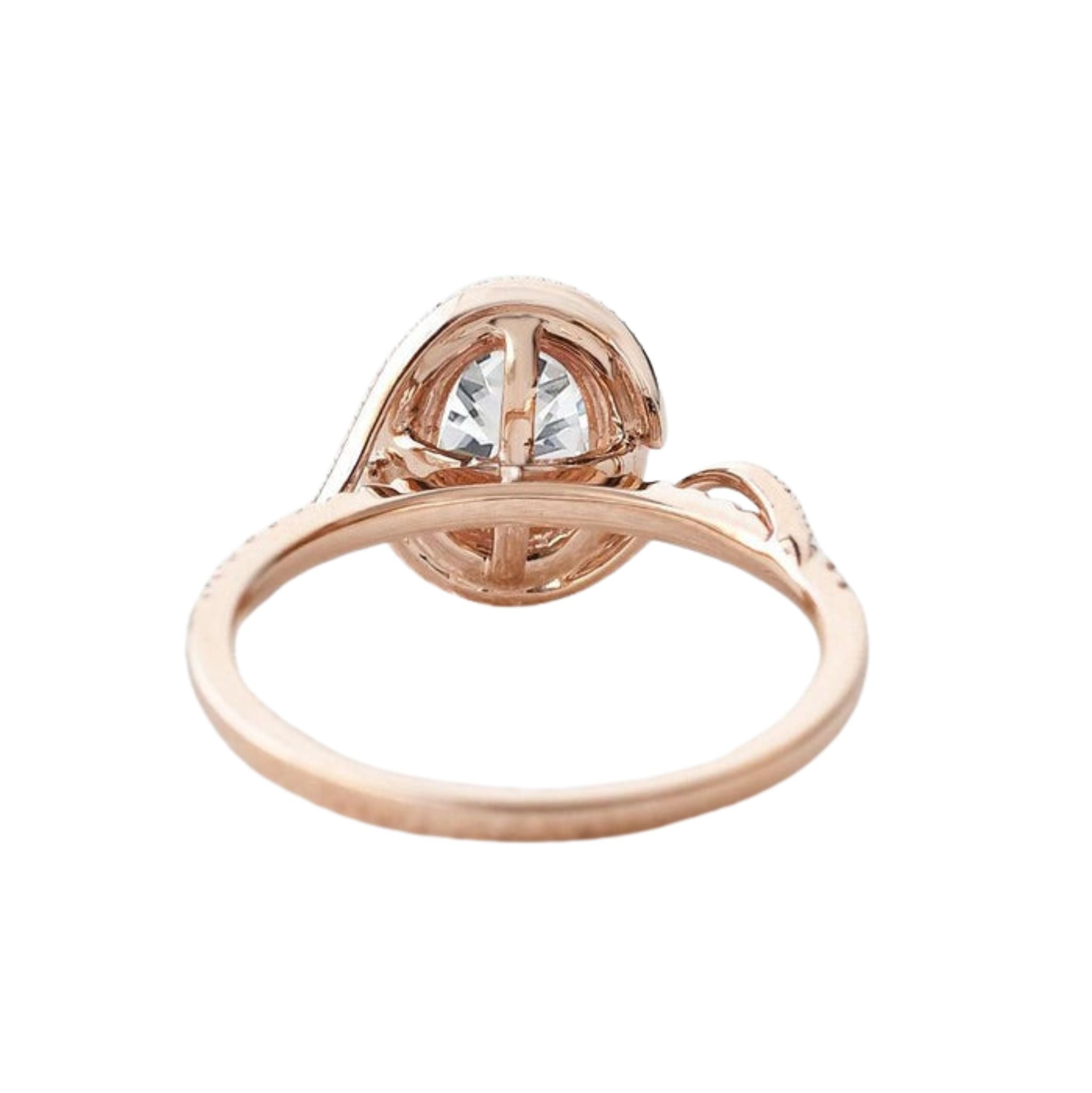 1.33 CT Oval Moissanite Halo Engagement Ring Rose Gold 21