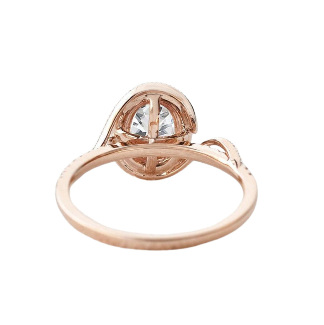 1.33 CT Oval Moissanite Halo Engagement Ring Rose Gold 21