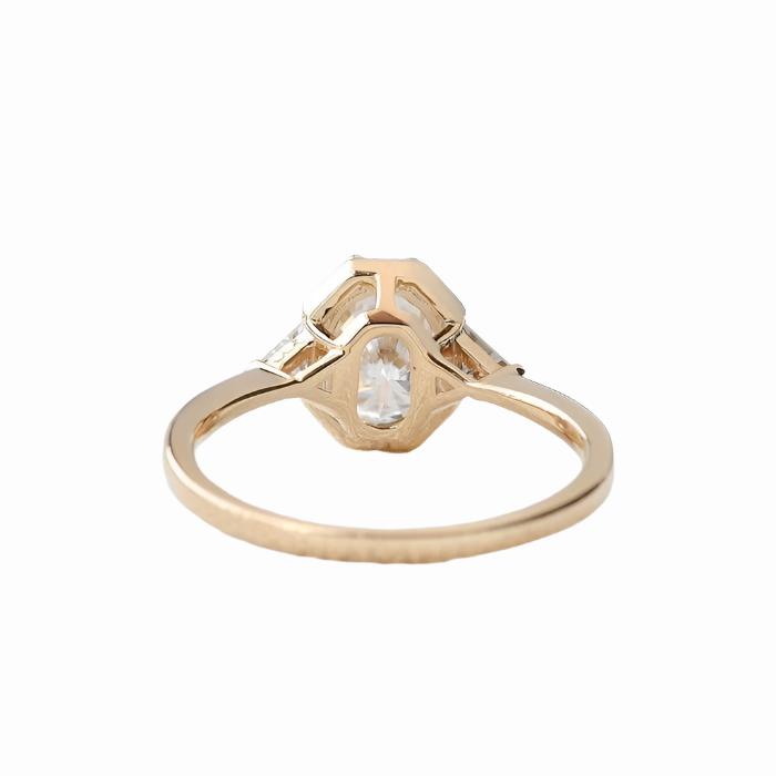 1.33 CT Oval Moissanite Three Stones Engagement Ring Rose Gold 1