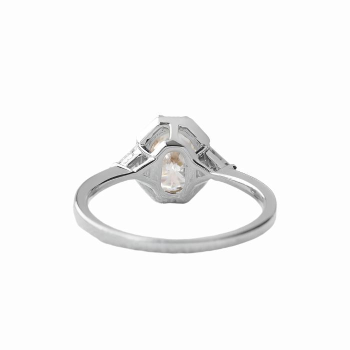 1.33 CT Oval Moissanite Three Stones Engagement Ring White Gold 1