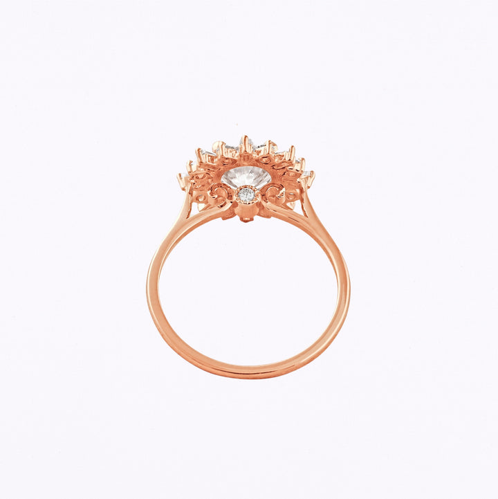 1.35 CT Round Cut Halo Moissanite Engagement Ring Rose Gold