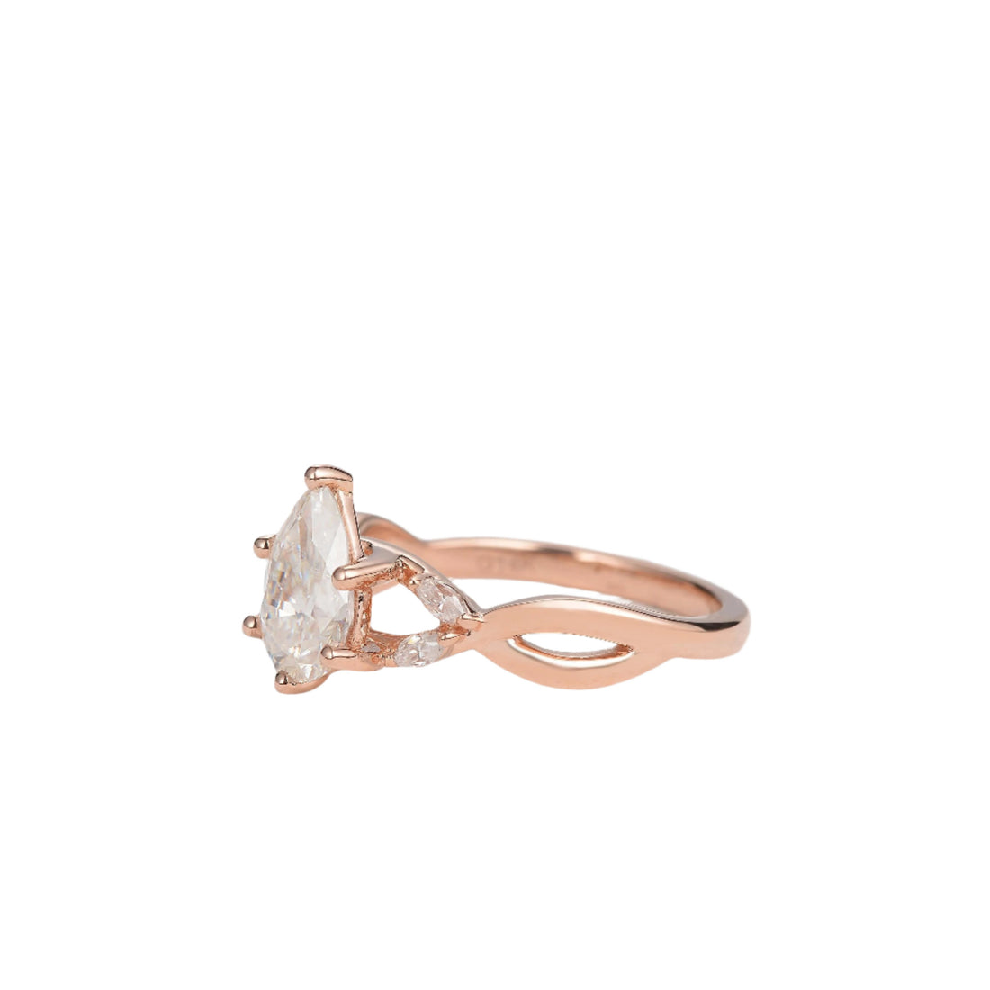 1.52 CT Pear Moissanite Cluster Engagement Ring Rose Gold