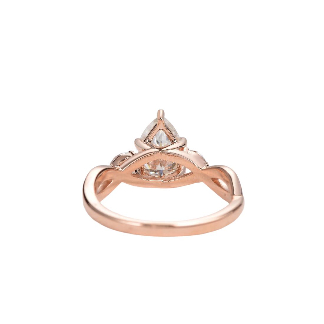 1.52 CT Pear Moissanite Cluster Engagement Ring Rose Gold