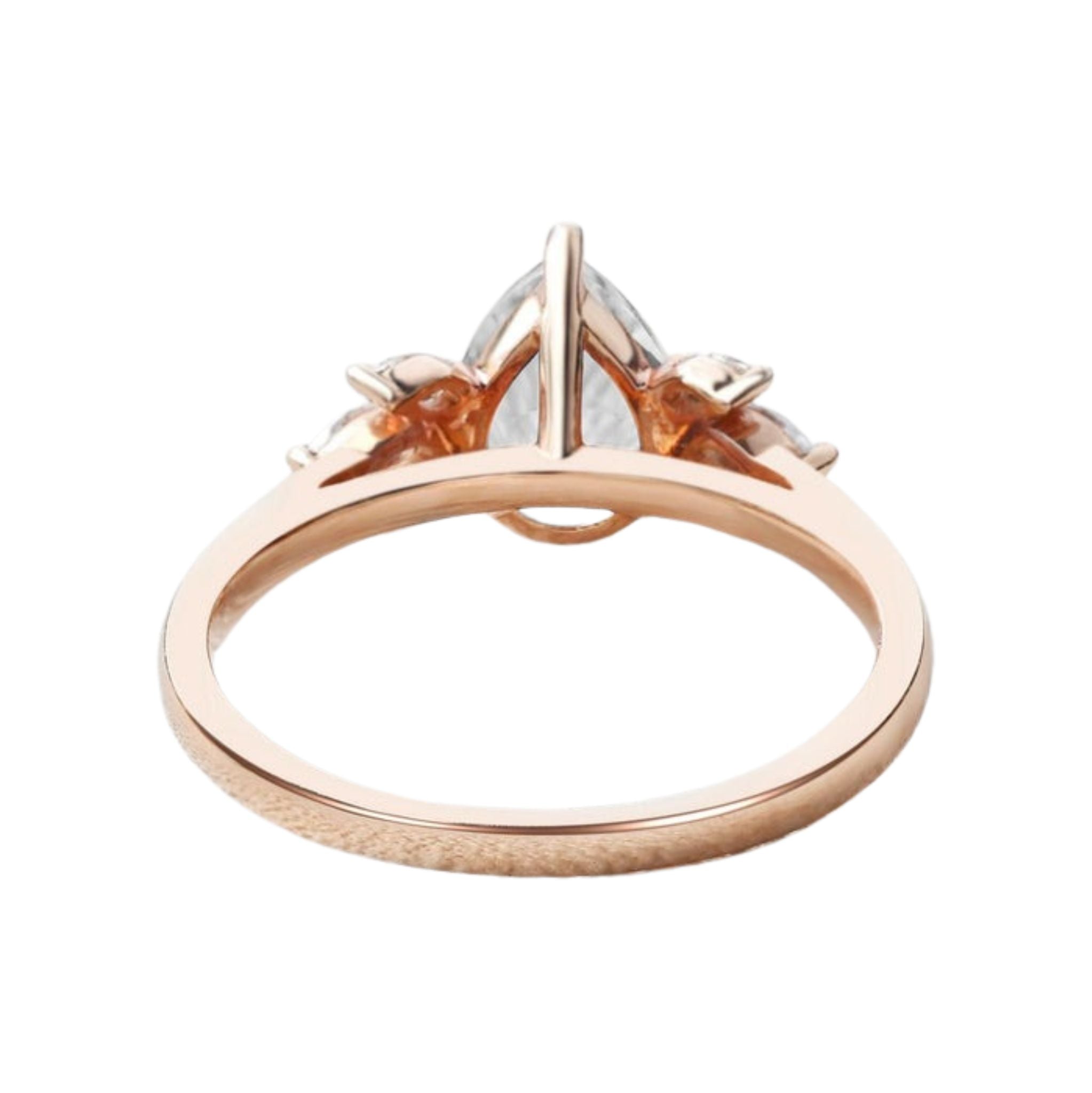 1.52 CT Pear Moissanite Cluster Wedding & Engagement Ring Rose Gold 5