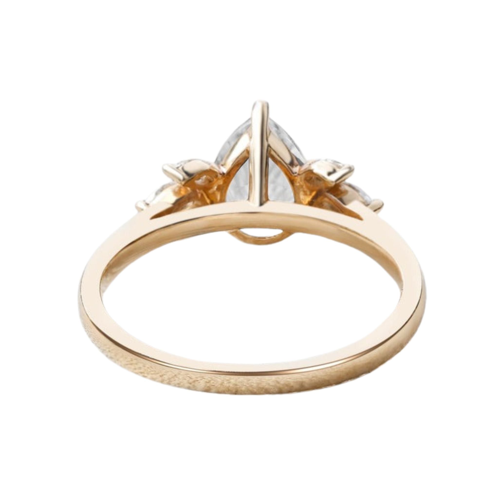 1.52 CT Pear Moissanite Cluster Wedding & Engagement Ring Yellow Gold 