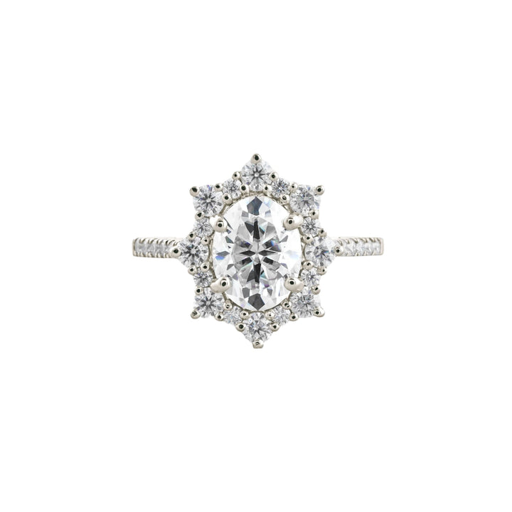 1.91 CT Oval Cut Halo & Pave Moissanite Engagement Ring